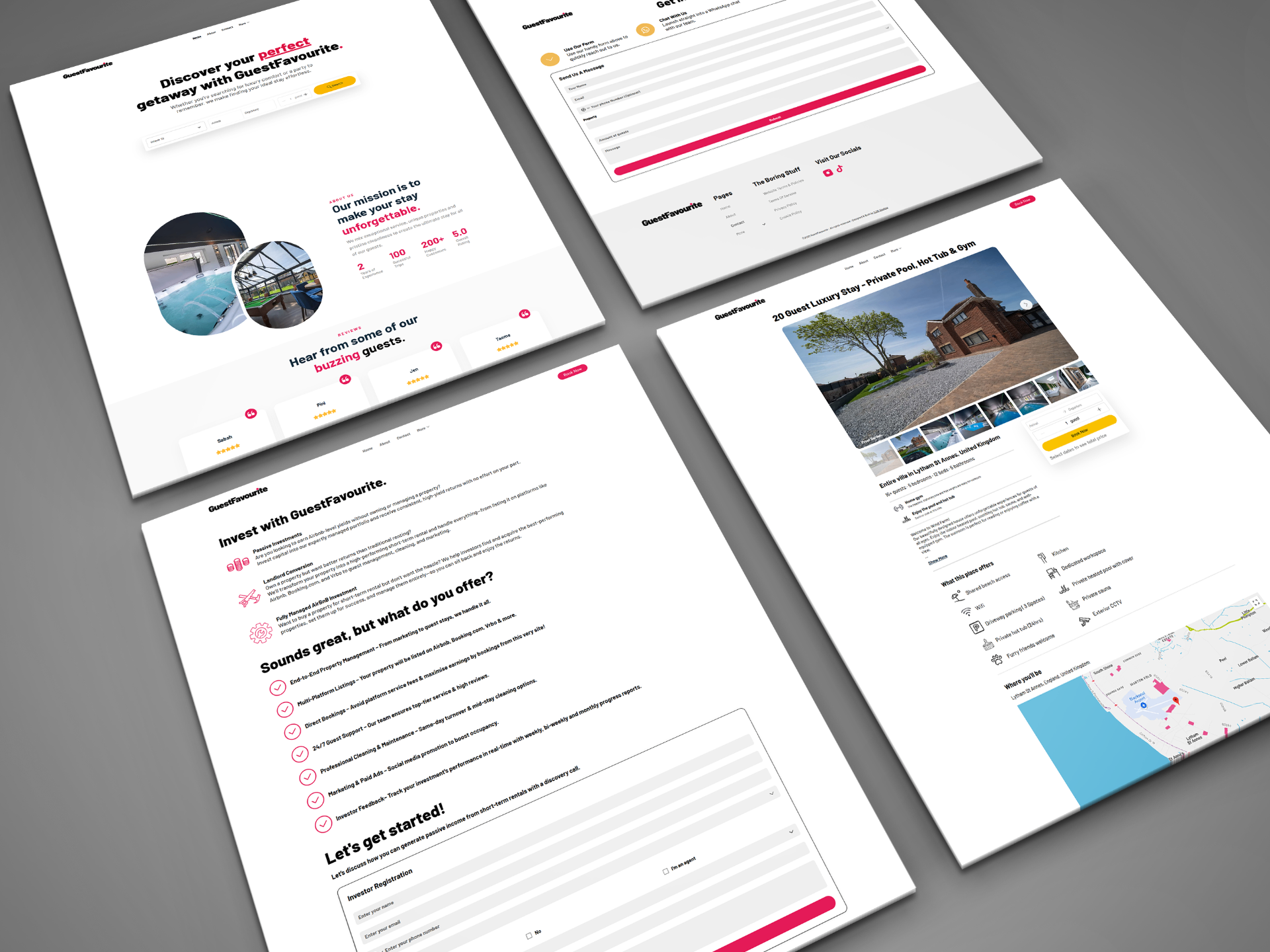 Guest Favourite luxury short-stays website design showing professional booking platform for UK accommodation business